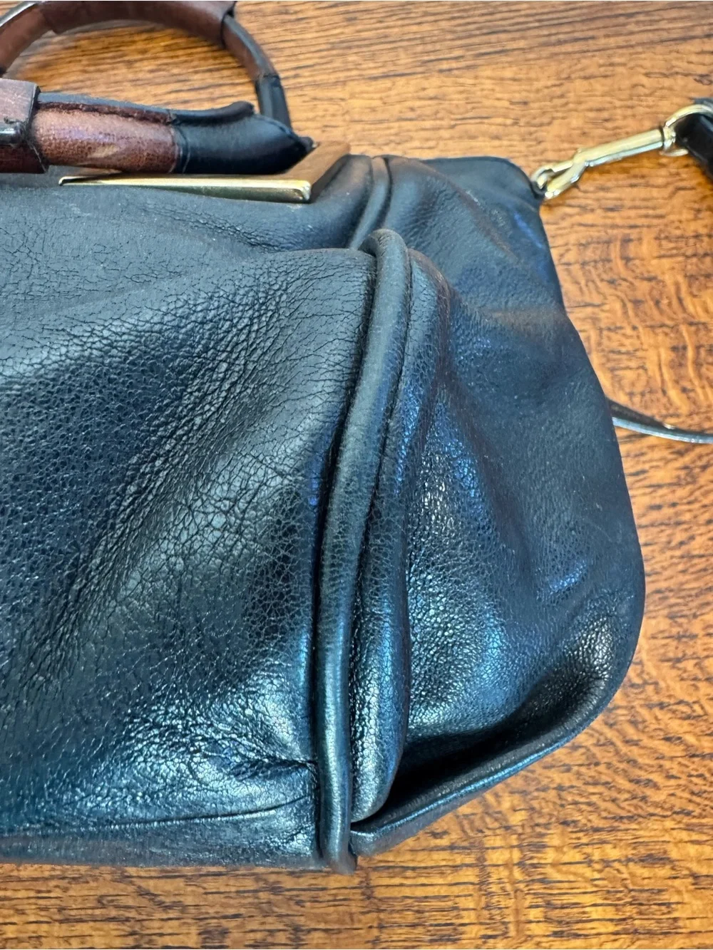 Chloé Vintage Ethel Black Leather Satchel/Crossbody with Gold Hardware with COA